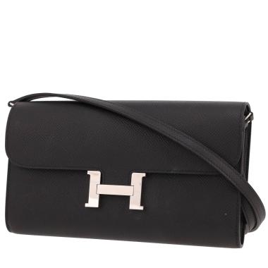 Sac bandoulière Hermès  Constance Long To Go en cuir epsom noir