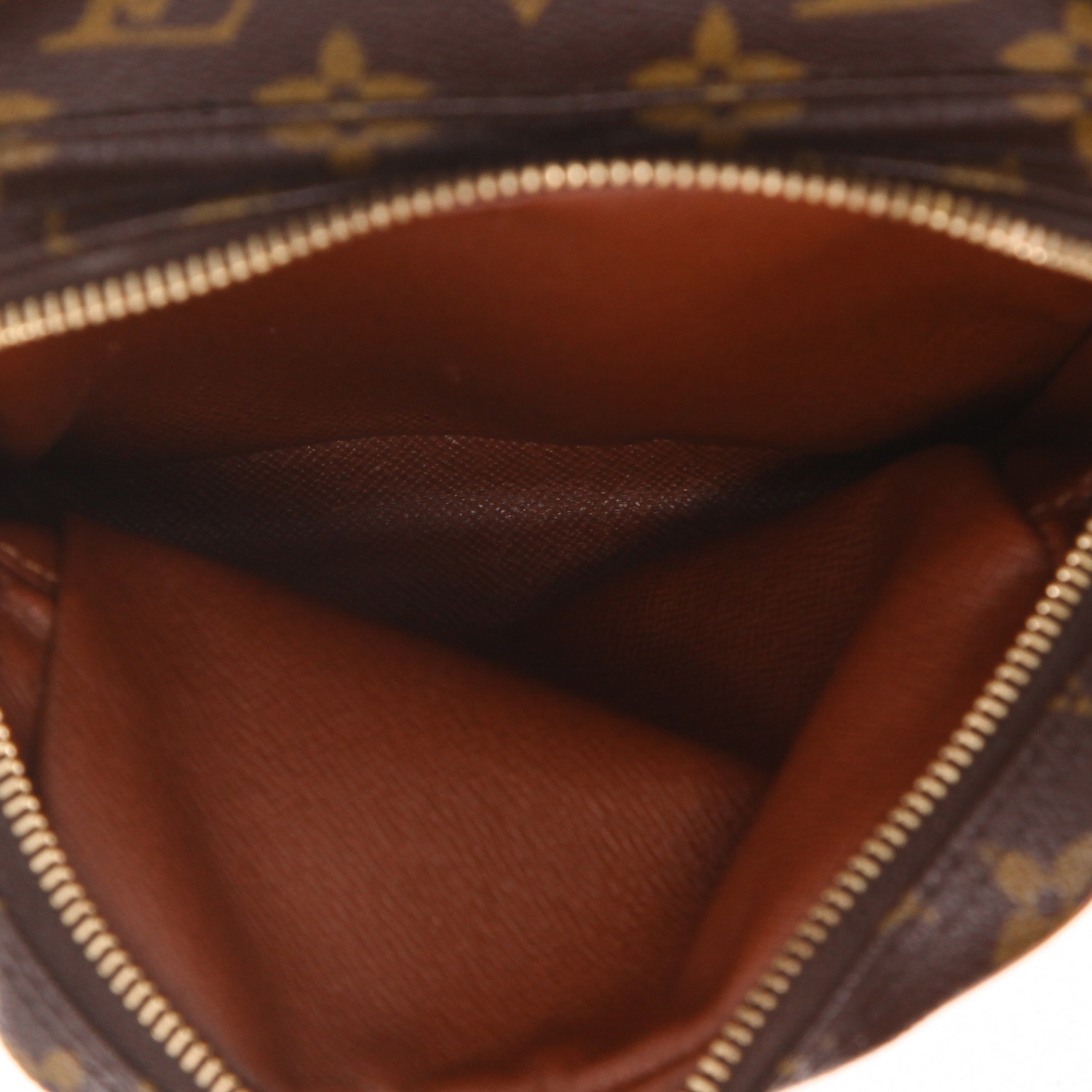 Sac bandoulière Louis Vuitton  Danube	 en toile monogram marron et cuir naturel - Detail D4