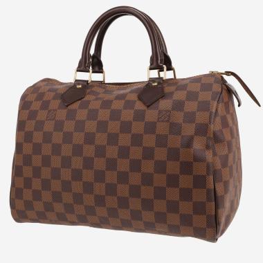 Borsa Louis Vuitton  Speedy 30 in tela a scacchi ebana e pelle marrone