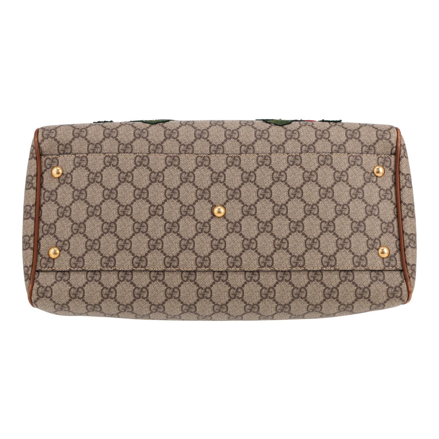Gucci  Boston handbag  in beige "sûpreme GG" canvas  and brown leather - Detail D1