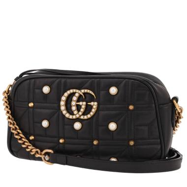 Borsa a tracolla Gucci  GG Marmont Camera in pelle trapuntata nera