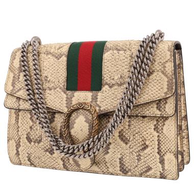 Borsa da spalla o a mano Gucci  Dionysus modello grande  in pitone beige e tela bicolore