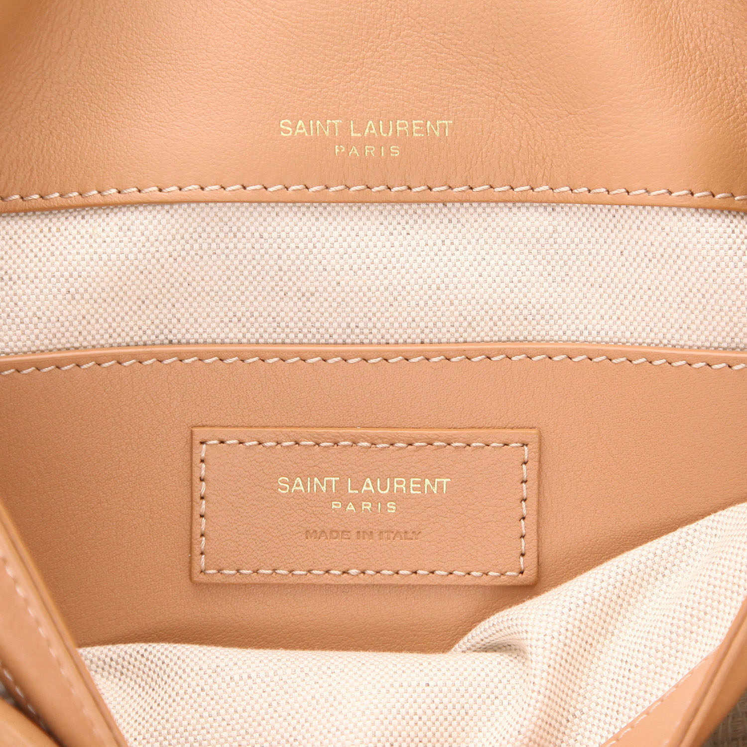 Bolso bandolera Saint Laurent  Niki modelo mediano  en tejido de lana beige y cuero marrón - Detail D2