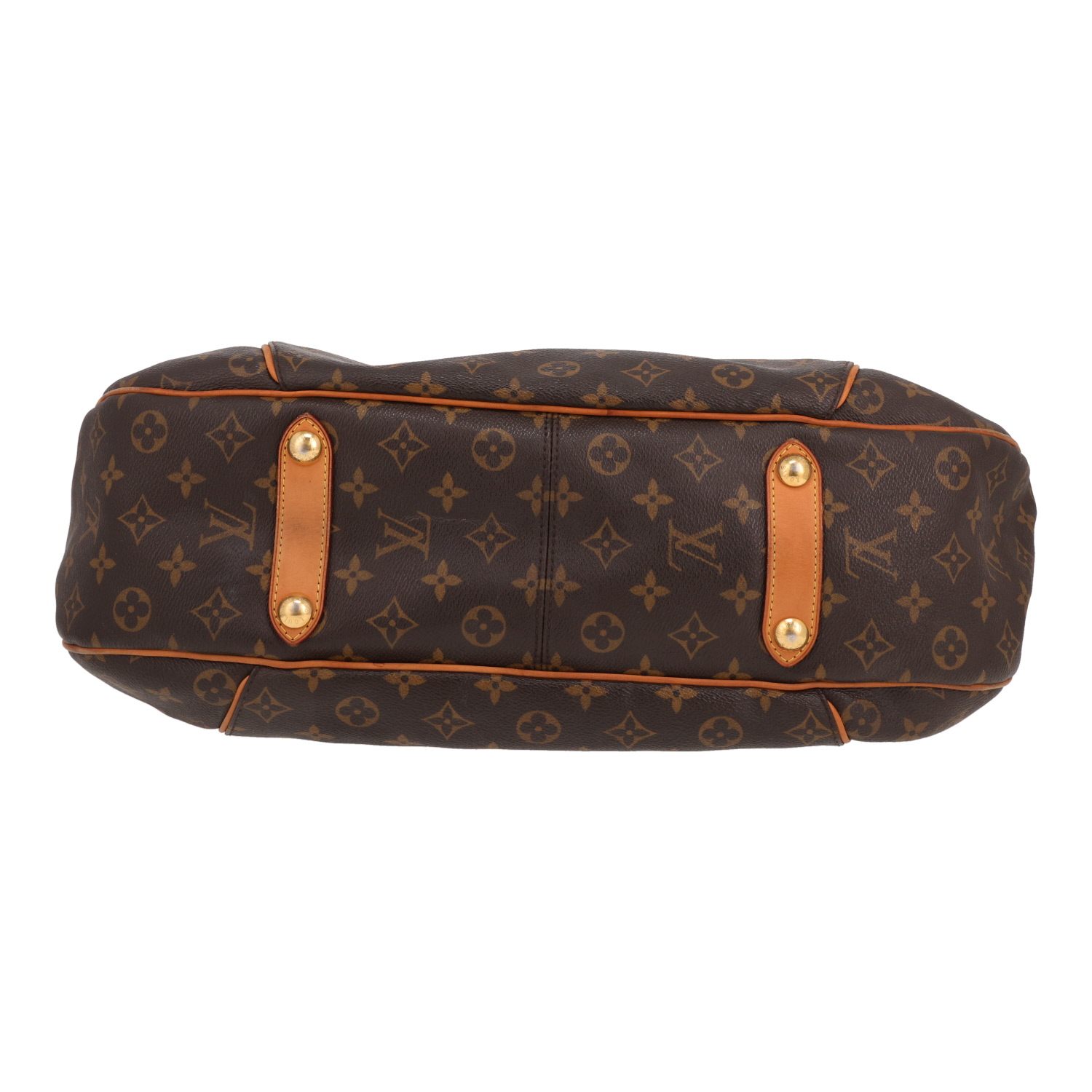 Bolso de mano Louis Vuitton  Galliera en lona Monogram marrón y cuero natural - Detail D1