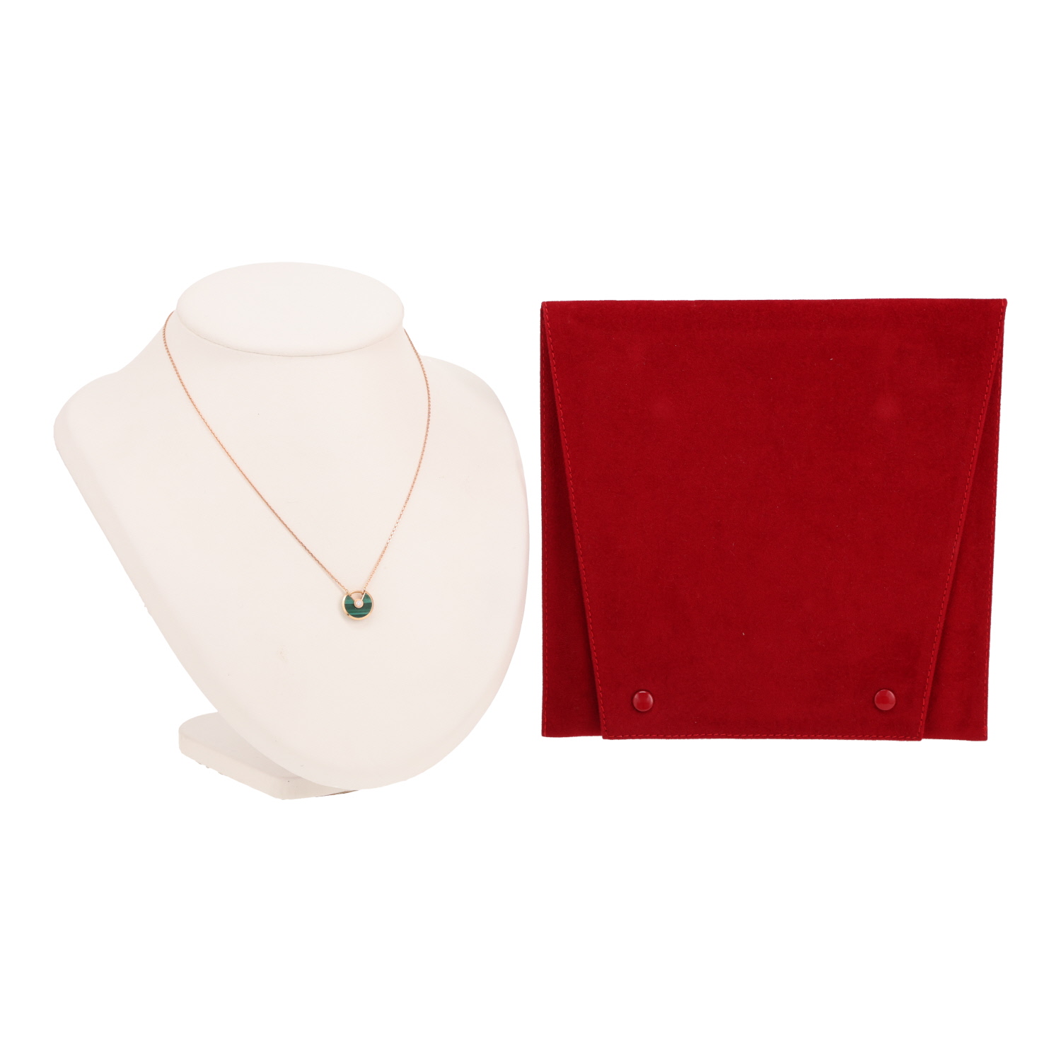 Collana Cartier Amulette taglia XS in oro rosa, diamante e malachite - Detail D2