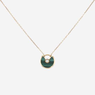 Cartier Amulette size XS necklace in pink gold, diamond and malachite