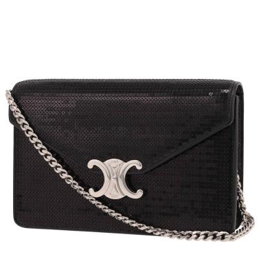 Borsa a tracolla Celine  Margo in pelle nera e paillettes nere