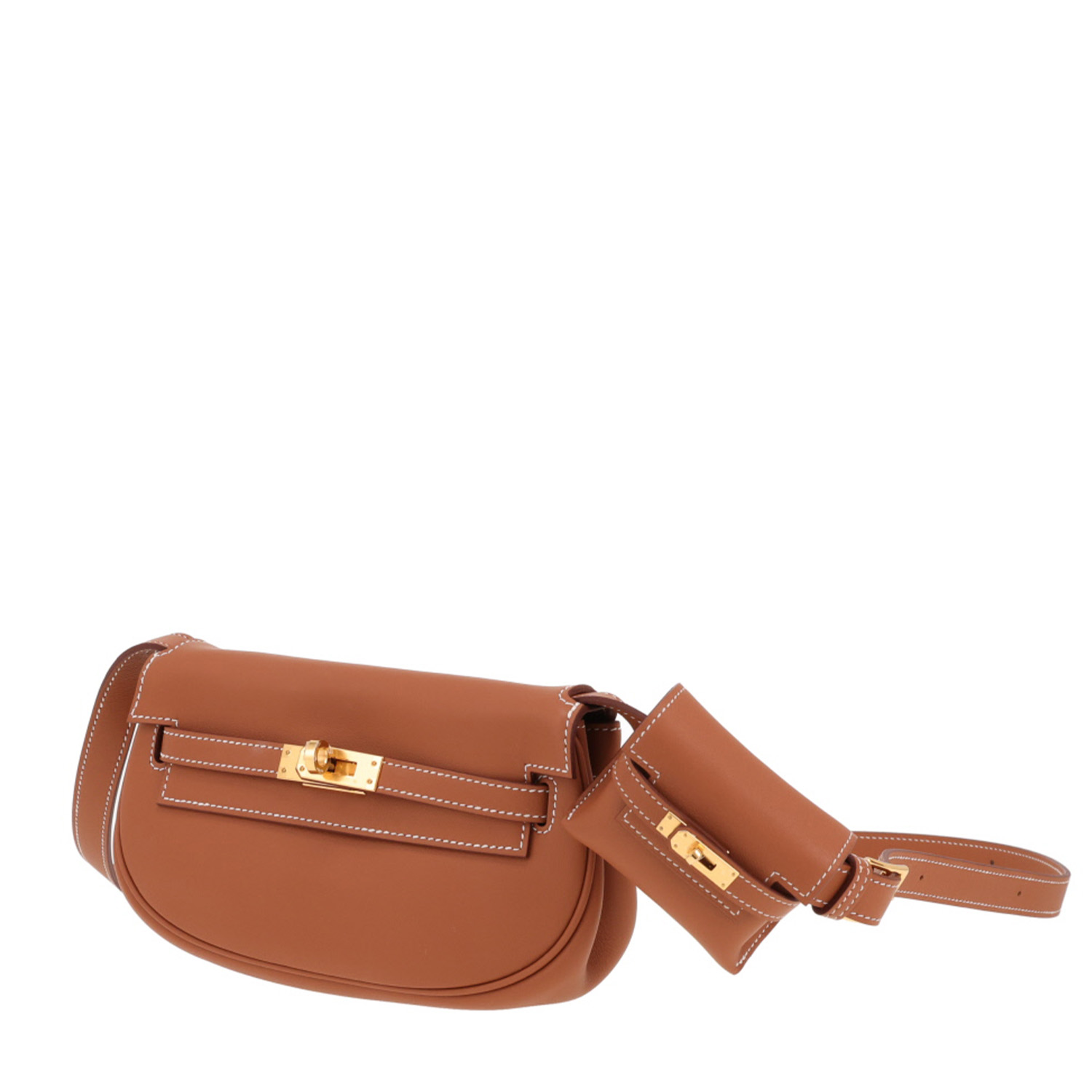 Borsa a tracolla Hermès  Kelly Moove in pelle Swift gold - Detail D4