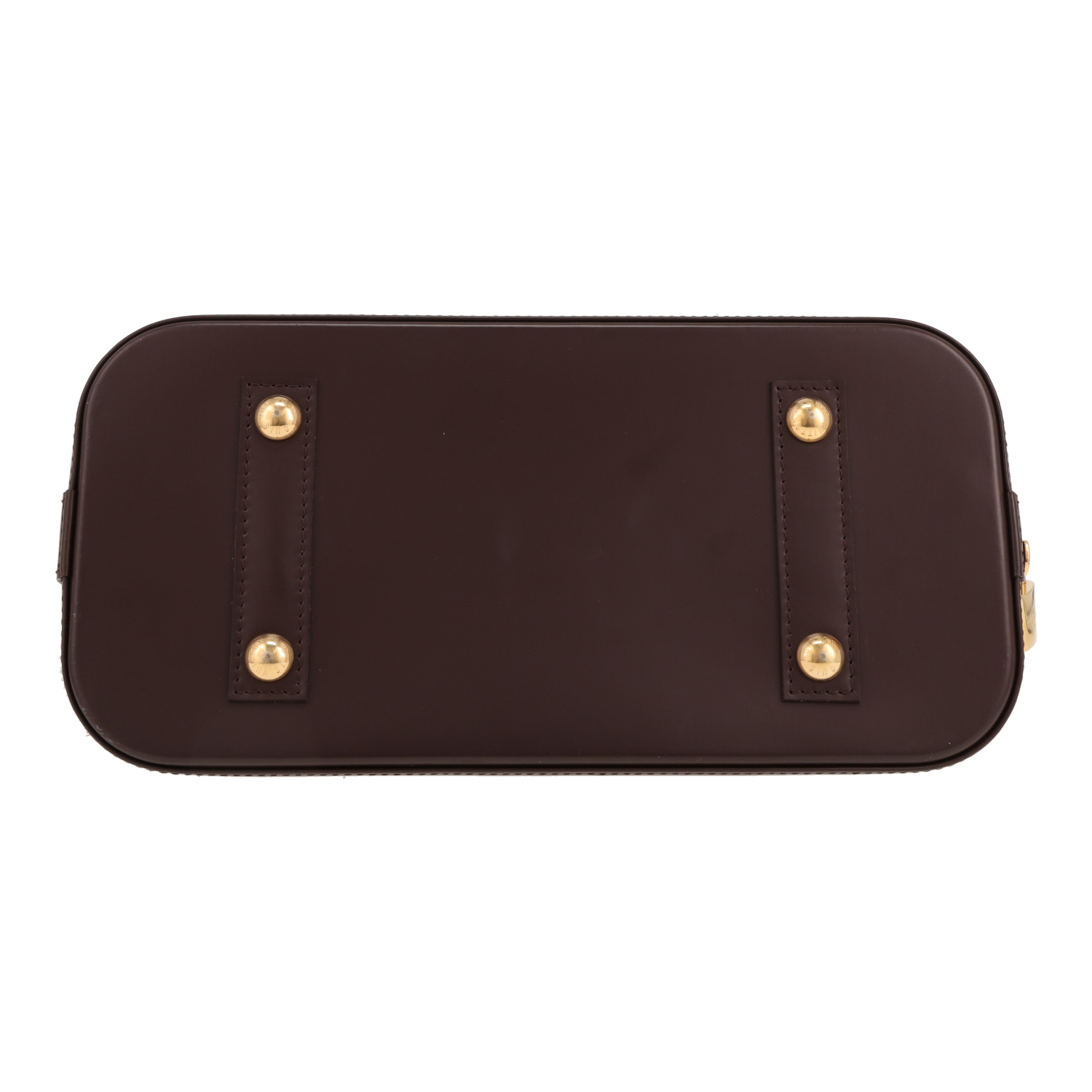 Louis Vuitton  Alma small model  handbag  in ebene damier canvas  and brown leather - Detail D1