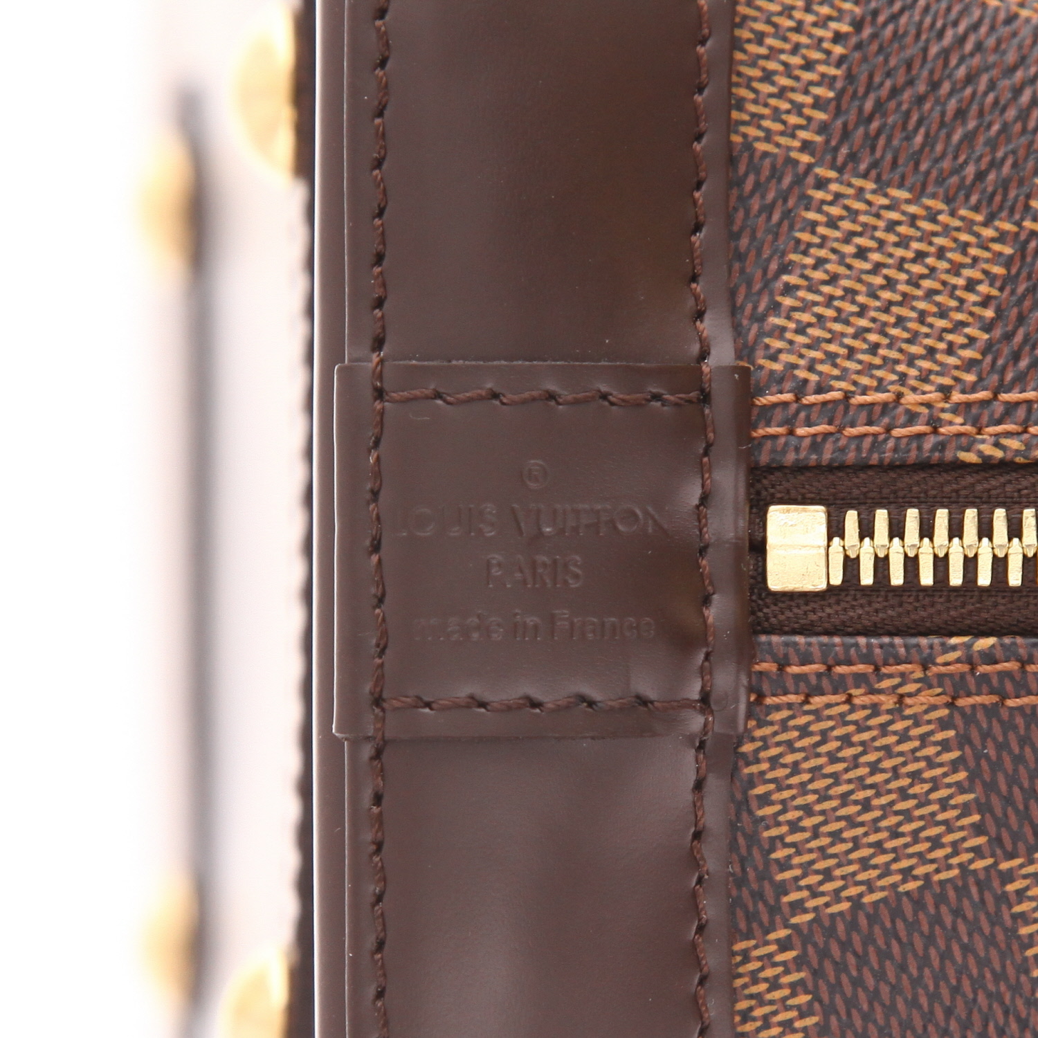 Louis Vuitton  Alma small model  handbag  in ebene damier canvas  and brown leather - Detail D2