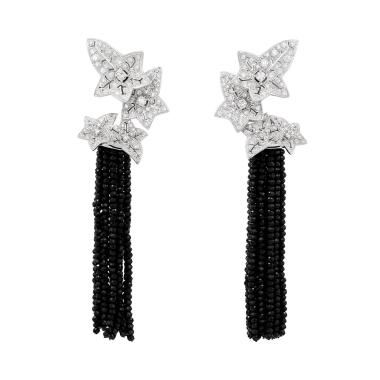 Boucheron Lierre de Paris earrings in white gold, diamonds and spinels