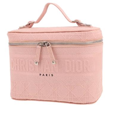 Dior  Travel Vanity handbag  in pink canvas cannage