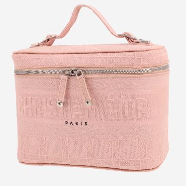 Dior  Travel Vanity handbag  in pink canvas cannage