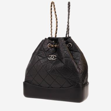 Sac à dos Chanel  Gabrielle  en cuir matelassé noir