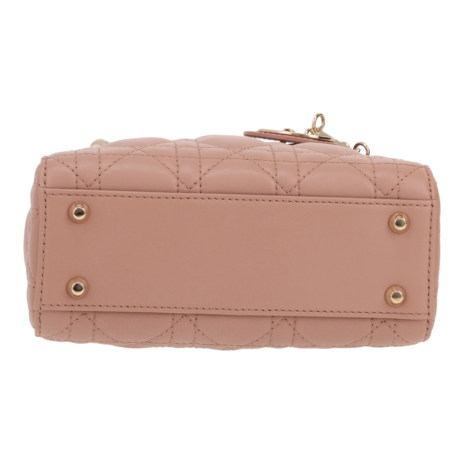 Sac à main Dior  Mini Lady Dior en cuir cannage rose - Detail D1