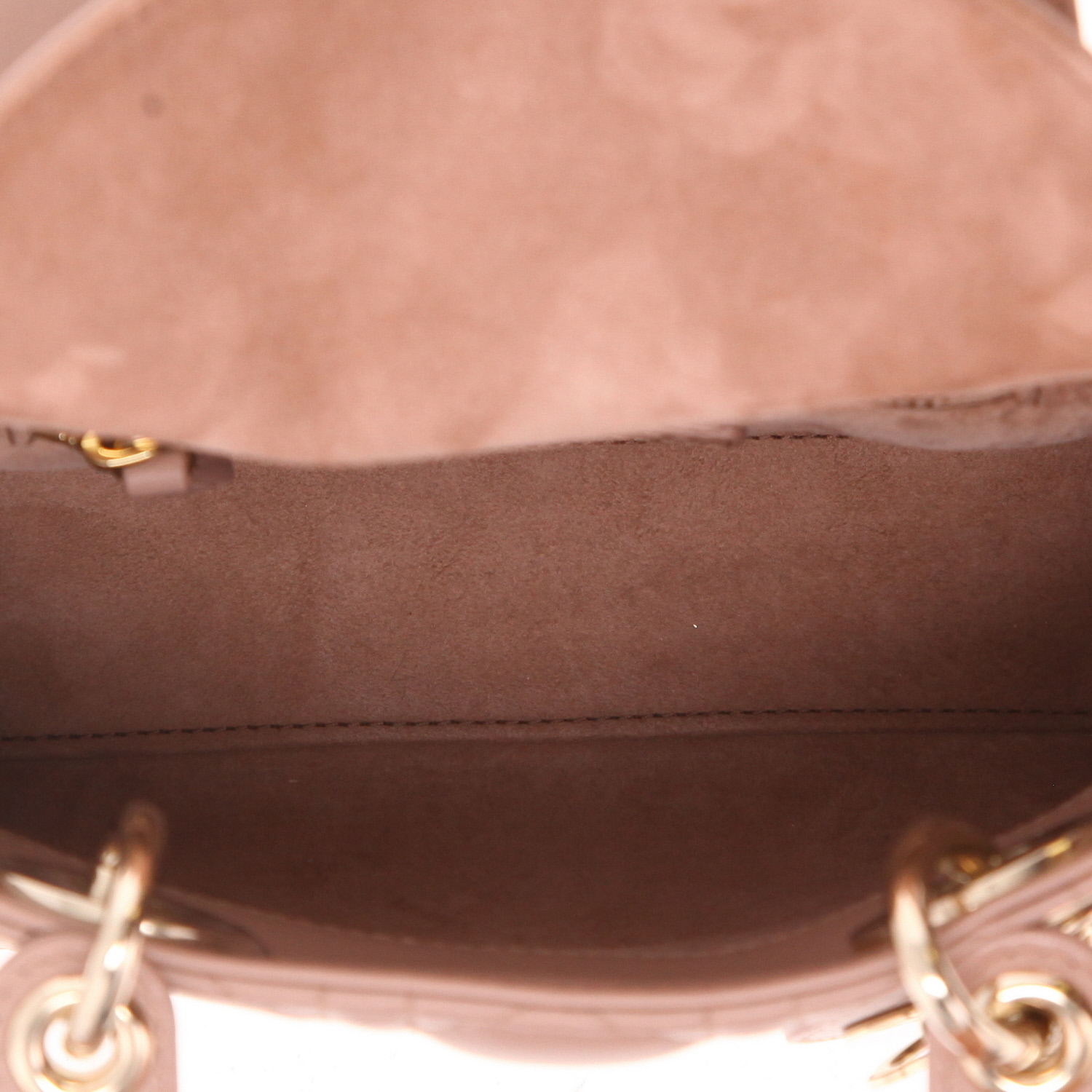 Dior  Mini Lady Dior handbag  in pink leather cannage - Detail D3