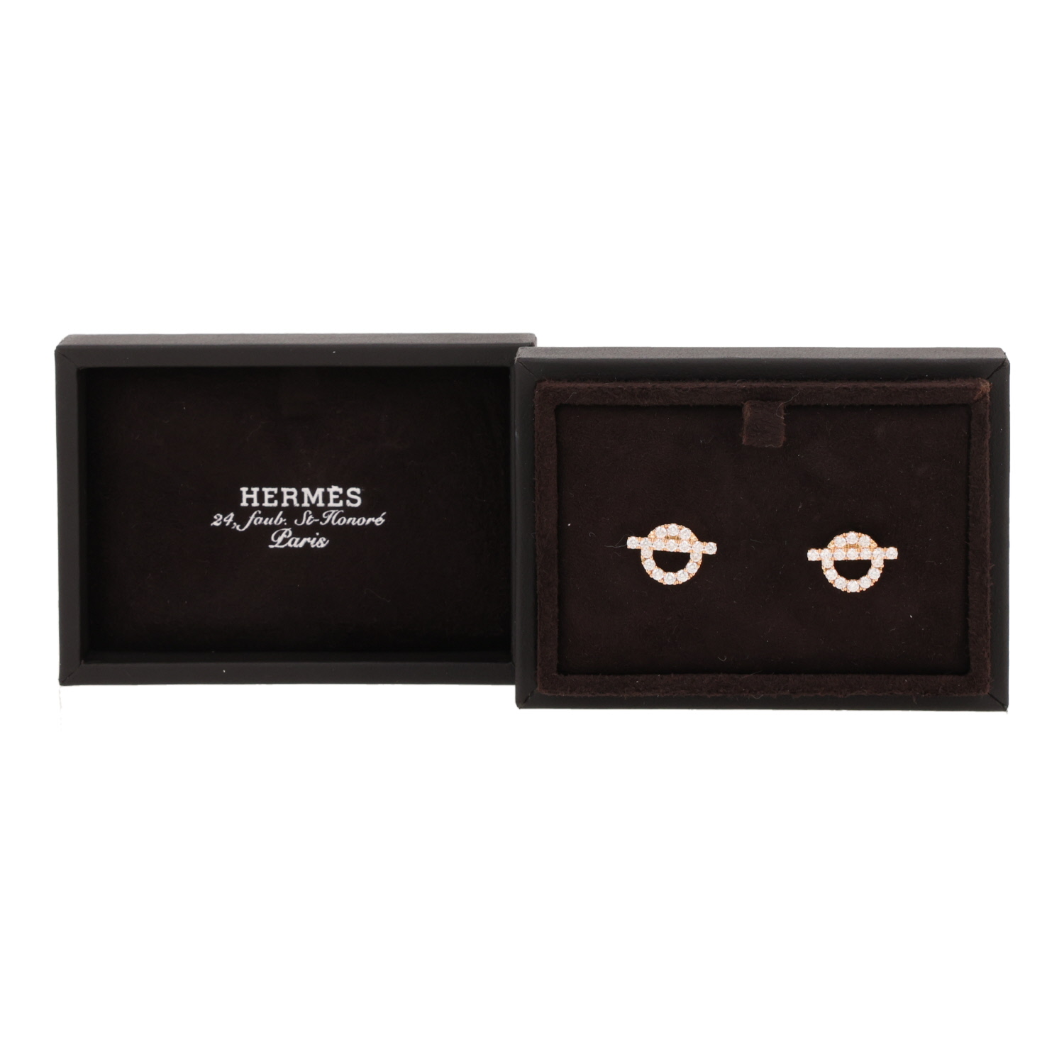 Orecchini Hermès Finesse in oro rosa e diamanti - Detail D2