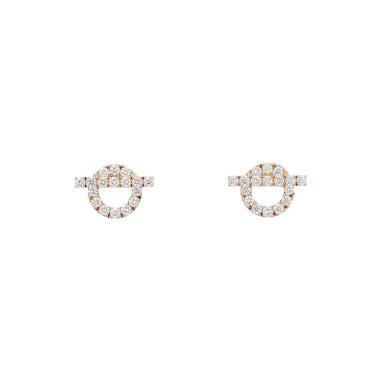 Paire de boucles d'oreilles Hermès Finesse en or rose et diamants