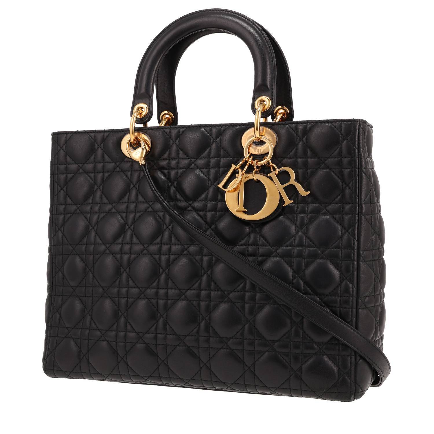 Sac Dior Lady Dior cuir cannage noir occasion