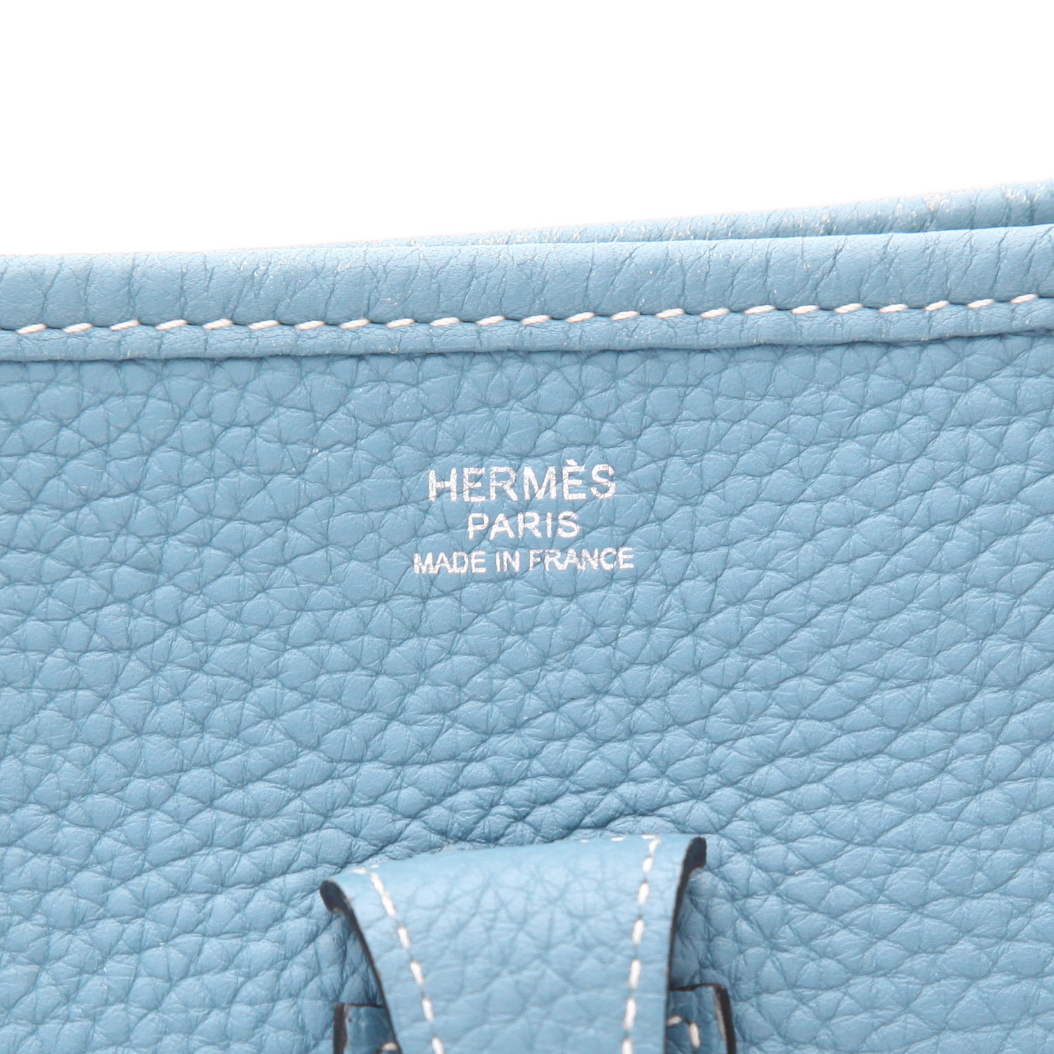 Sac bandoulière Hermès  Evelyne 29 cm en cuir togo bleu-jean - Detail D2