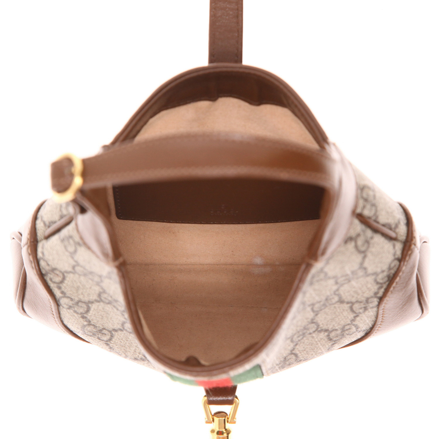 Borsa a tracolla Gucci  Jackie mini  in tela Supreme GG beige e pelle marrone - Detail D3