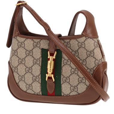 Sac bandoulière Gucci  Jackie mini  en toile sûpreme GG beige et cuir marron