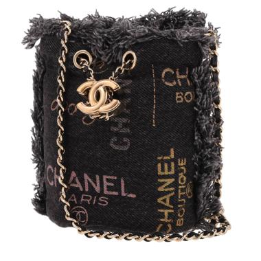 Borsa a tracolla Chanel   mini  in tela denim nera