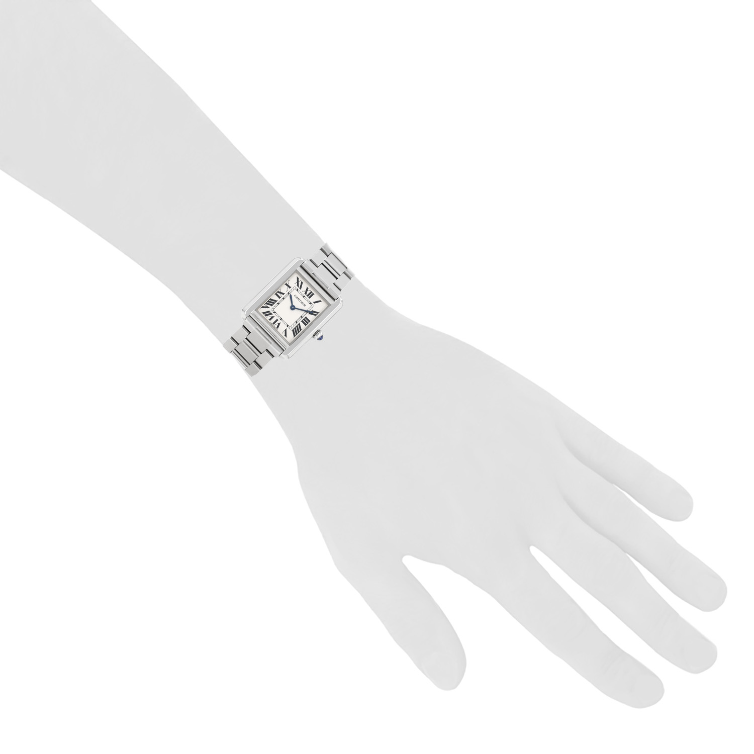 Cartier Tank Solo  small model  in stainless steel Ref: Cartier - 3170  Circa 2015 - Detail D1