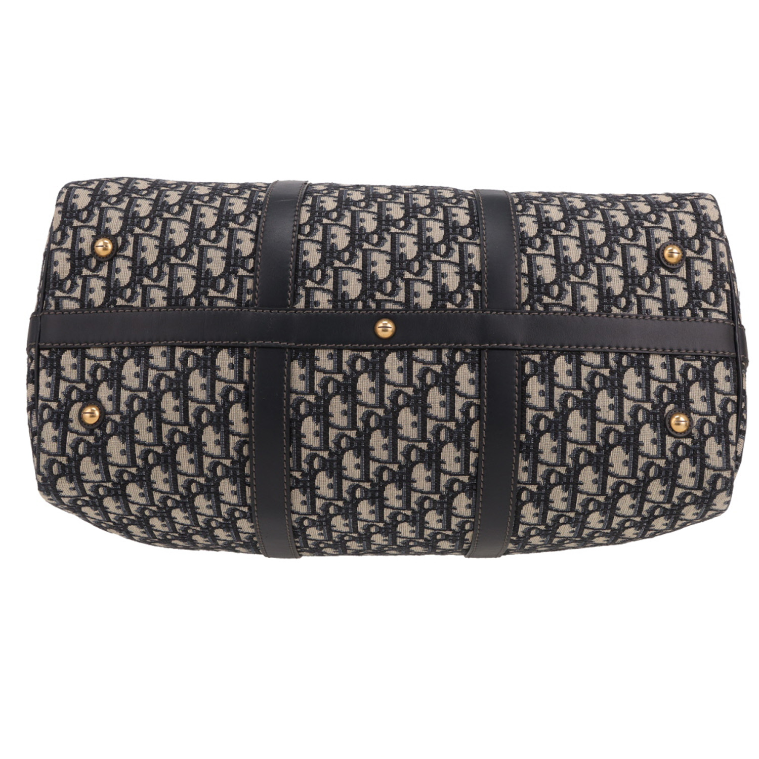 Bolsa de viaje Dior  Boston en lona Monogram Oblique azul y beige - Detail D1