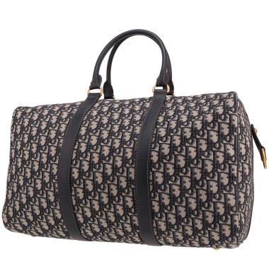 Bolsa de viaje Dior  Boston en lona Monogram Oblique azul y beige