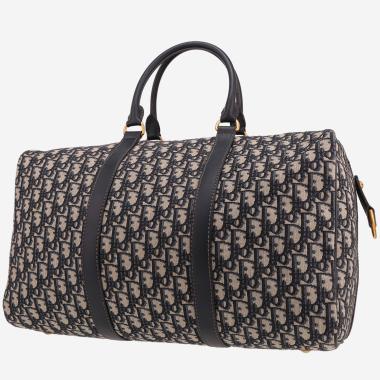 Sac de voyage Dior  Boston en toile monogram Oblique bleue et beige