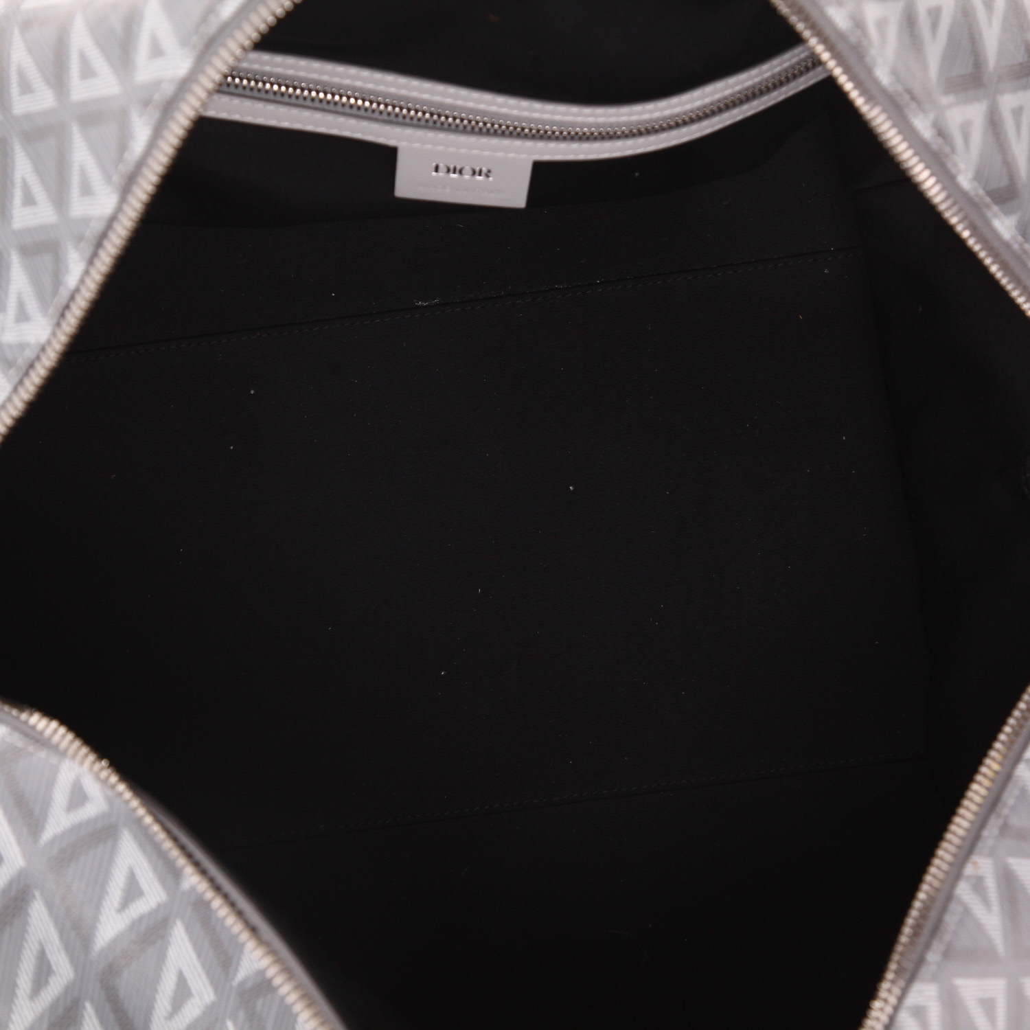 Dior  Lingot 50 travel bag  in grey canvas  and grey leather - Detail D3