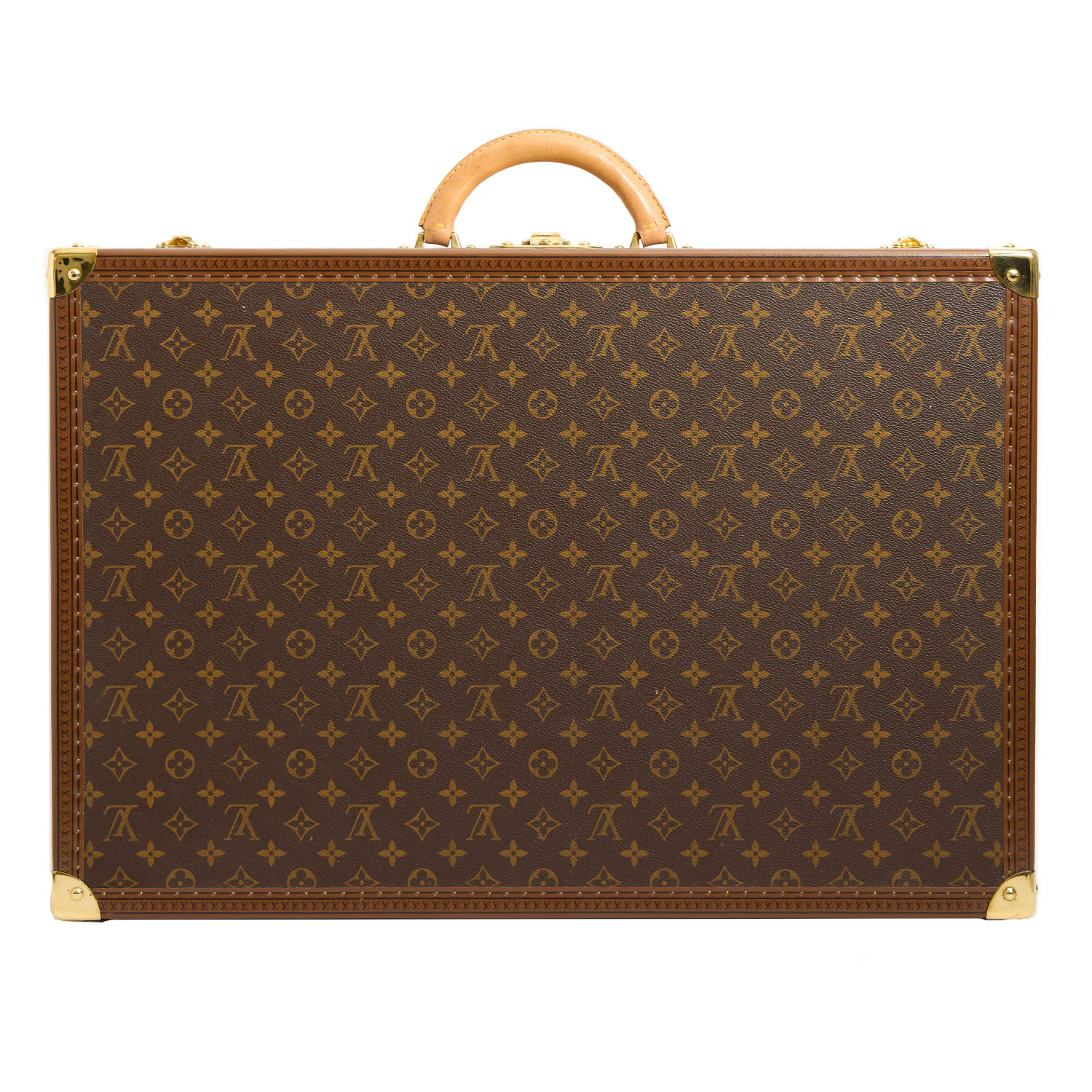 Louis Vuitton  Bisten suitcase  in brown monogram canvas  and natural leather - Detail D1