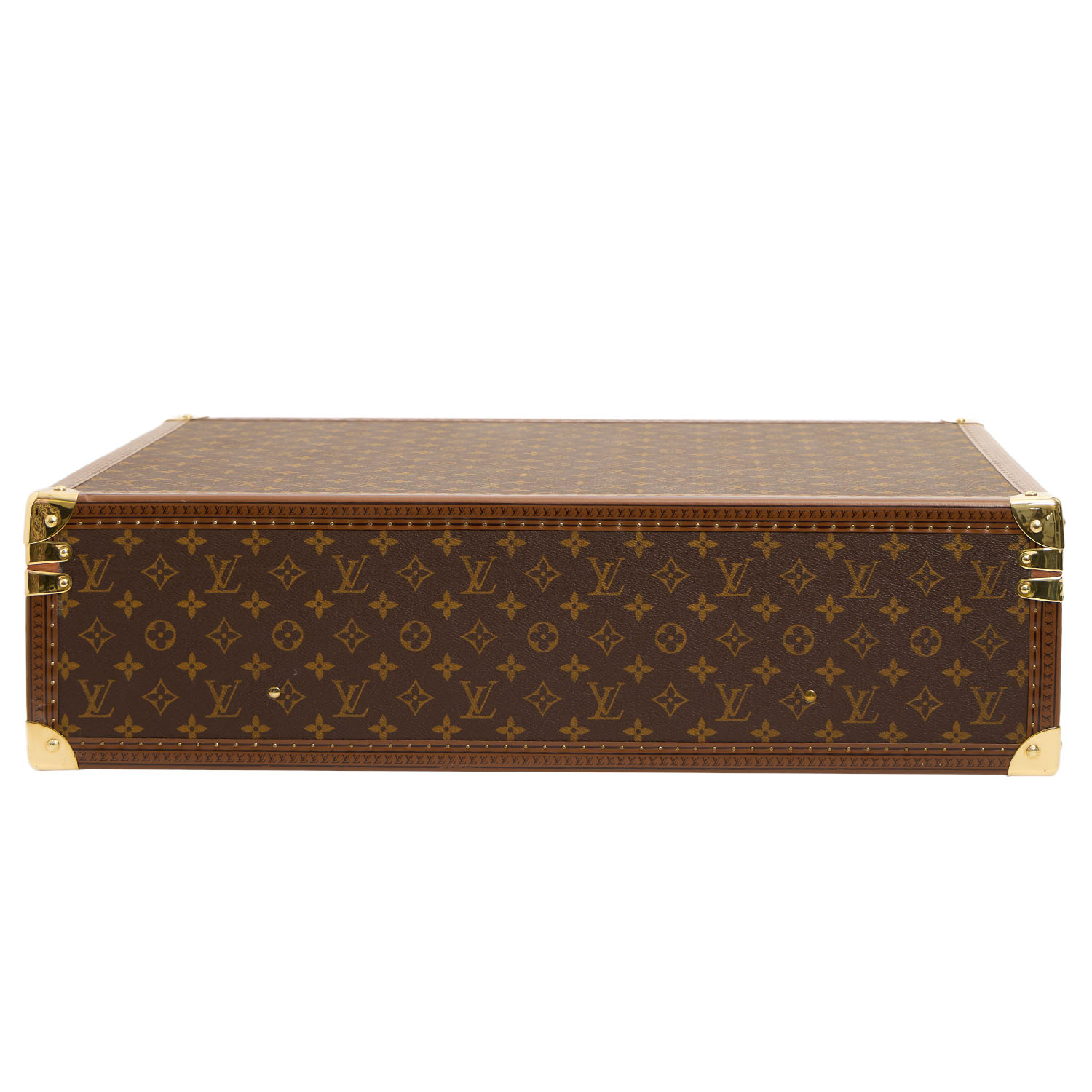 Louis Vuitton  Bisten suitcase  in brown monogram canvas  and natural leather - Detail D5