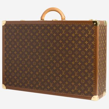 Valise Louis Vuitton  Bisten en toile monogram marron et cuir naturel