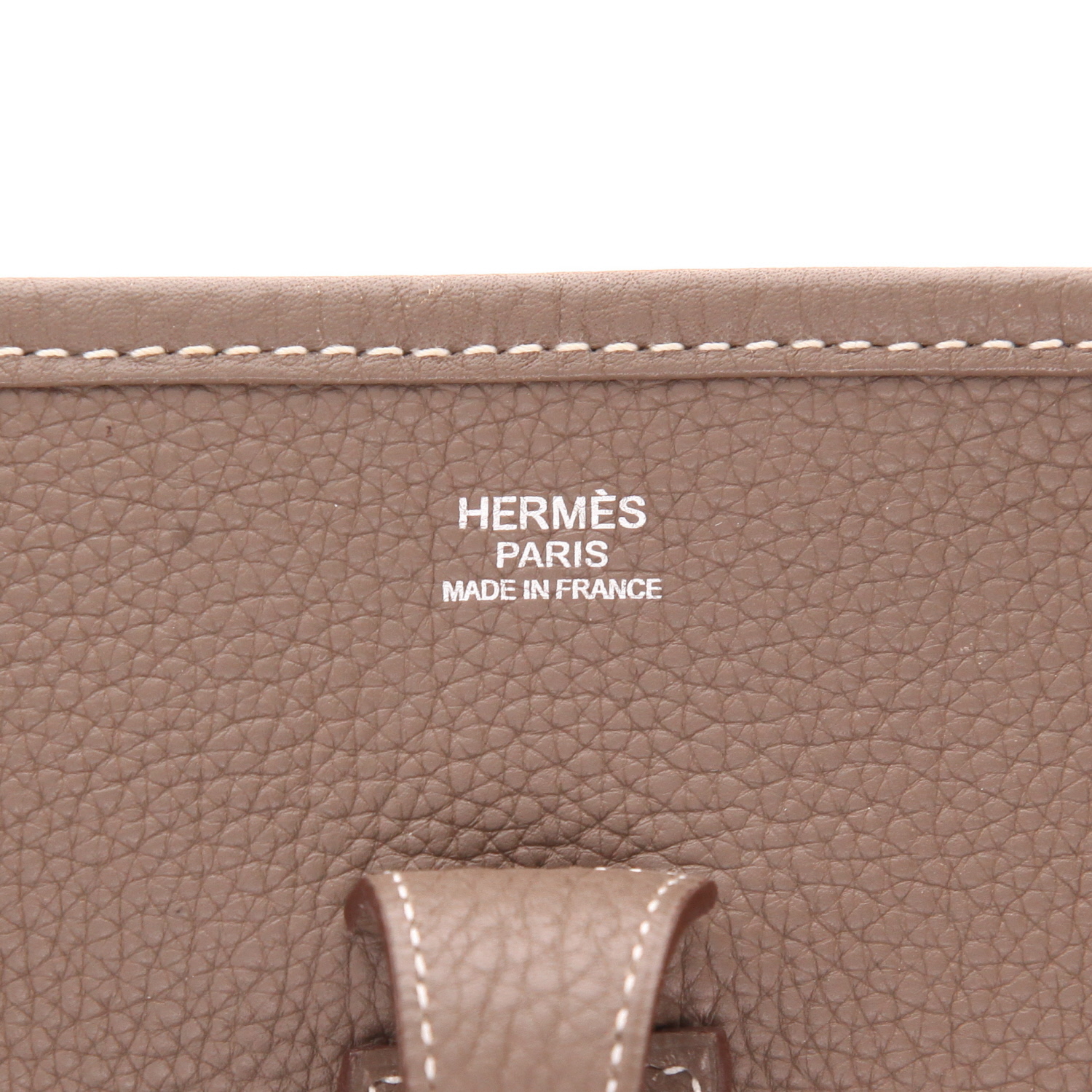Hermès  Evelyne shoulder bag  in etoupe togo leather - Detail D2