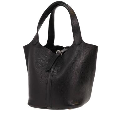 Sac à main Hermès  Picotin 22 cm en cuir grainé noir