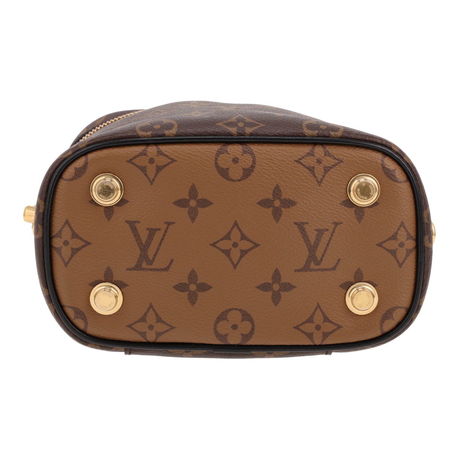 Borsa a tracolla Louis Vuitton  Vanity modello piccolo  in tela monogram marrone e pelle nera - Detail D1