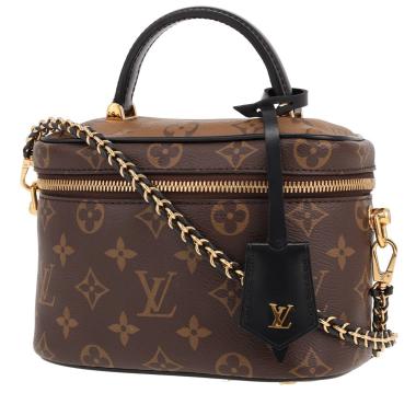 Borsa a tracolla Louis Vuitton  Vanity modello piccolo  in tela monogram marrone e pelle nera