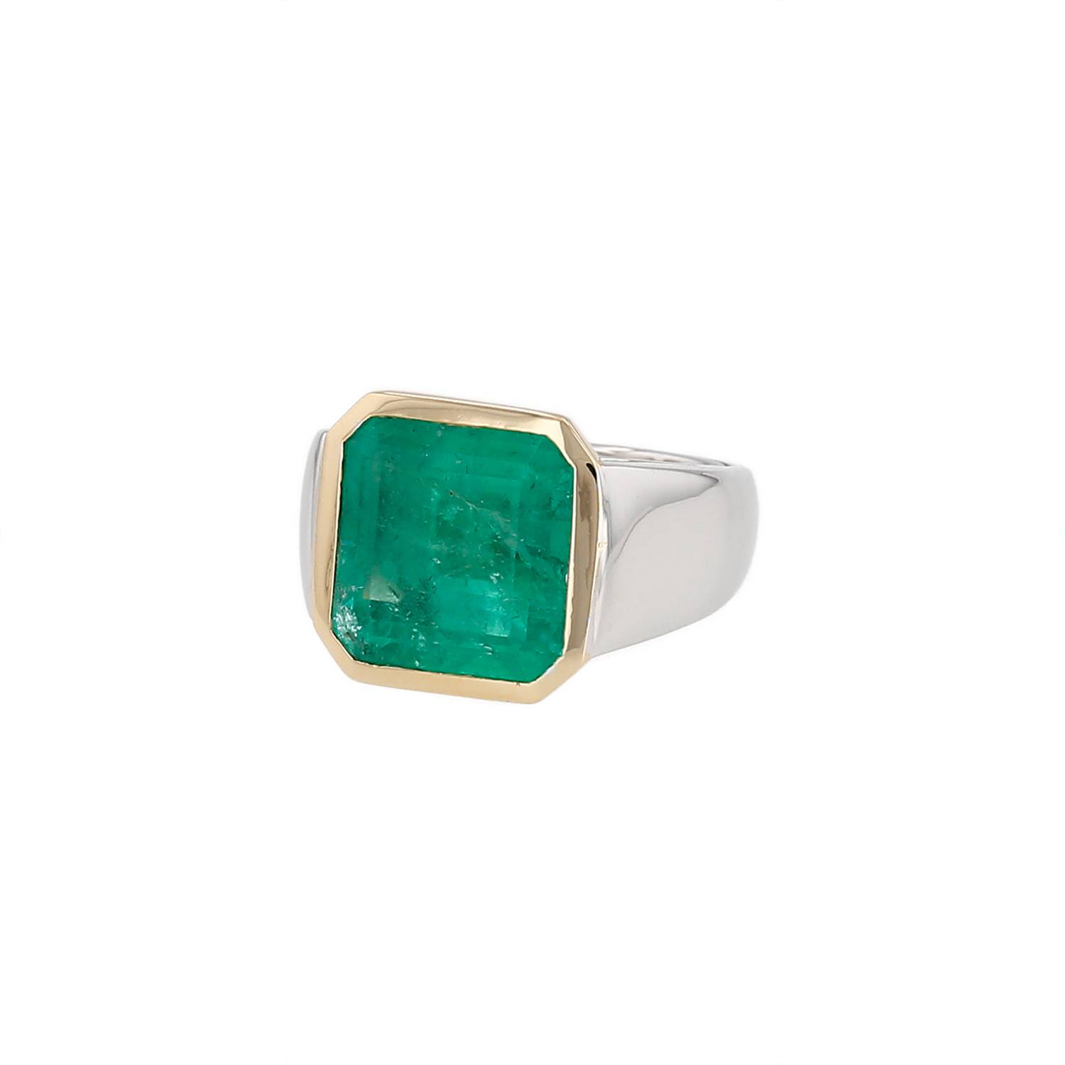 Bague Chevalière Poiray Or Émeraude 9 Carats Occasion