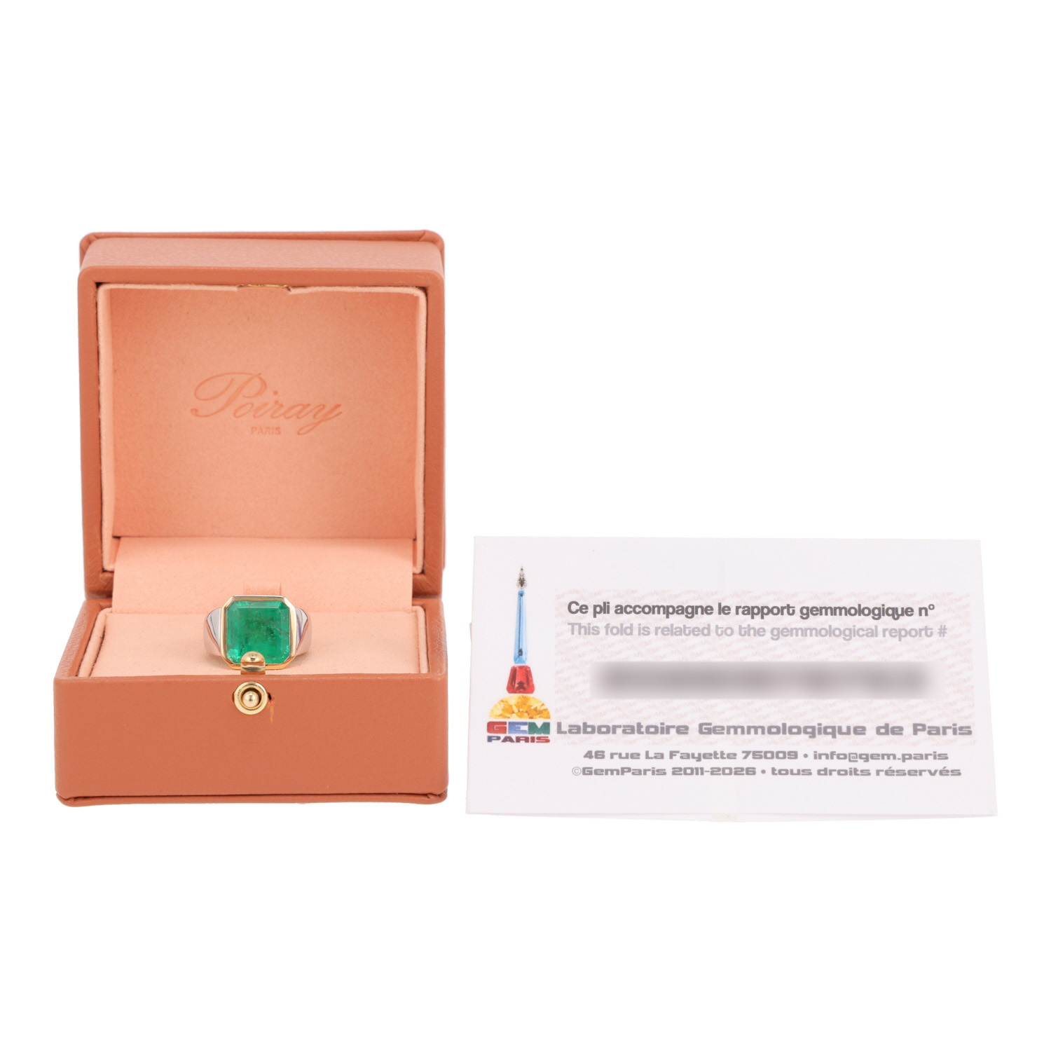 Poiray  signet ring in yellow gold, white gold and emerald - Detail D2