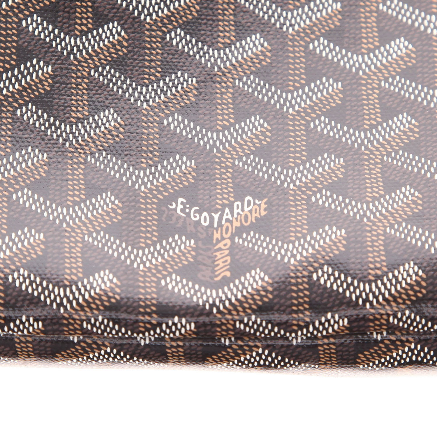 Sac cabas Goyard  Chien Gris en toile Goyardine noire et cuir marron - Detail D2