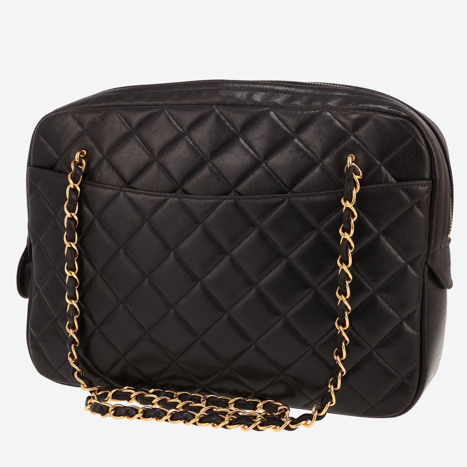 Sac porté épaule Chanel  Vintage en cuir matelassé noir