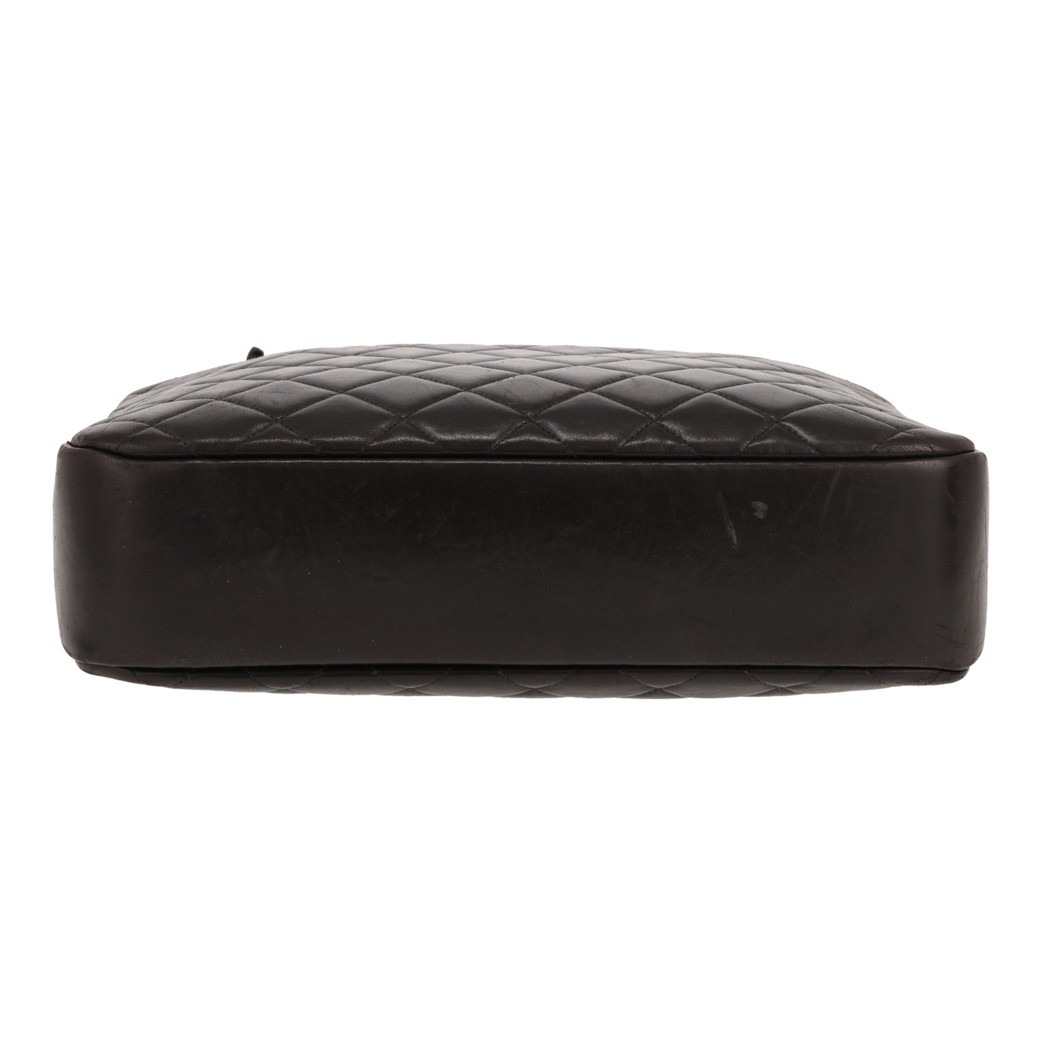 Sac porté épaule Chanel  Vintage en cuir matelassé noir - Detail D1