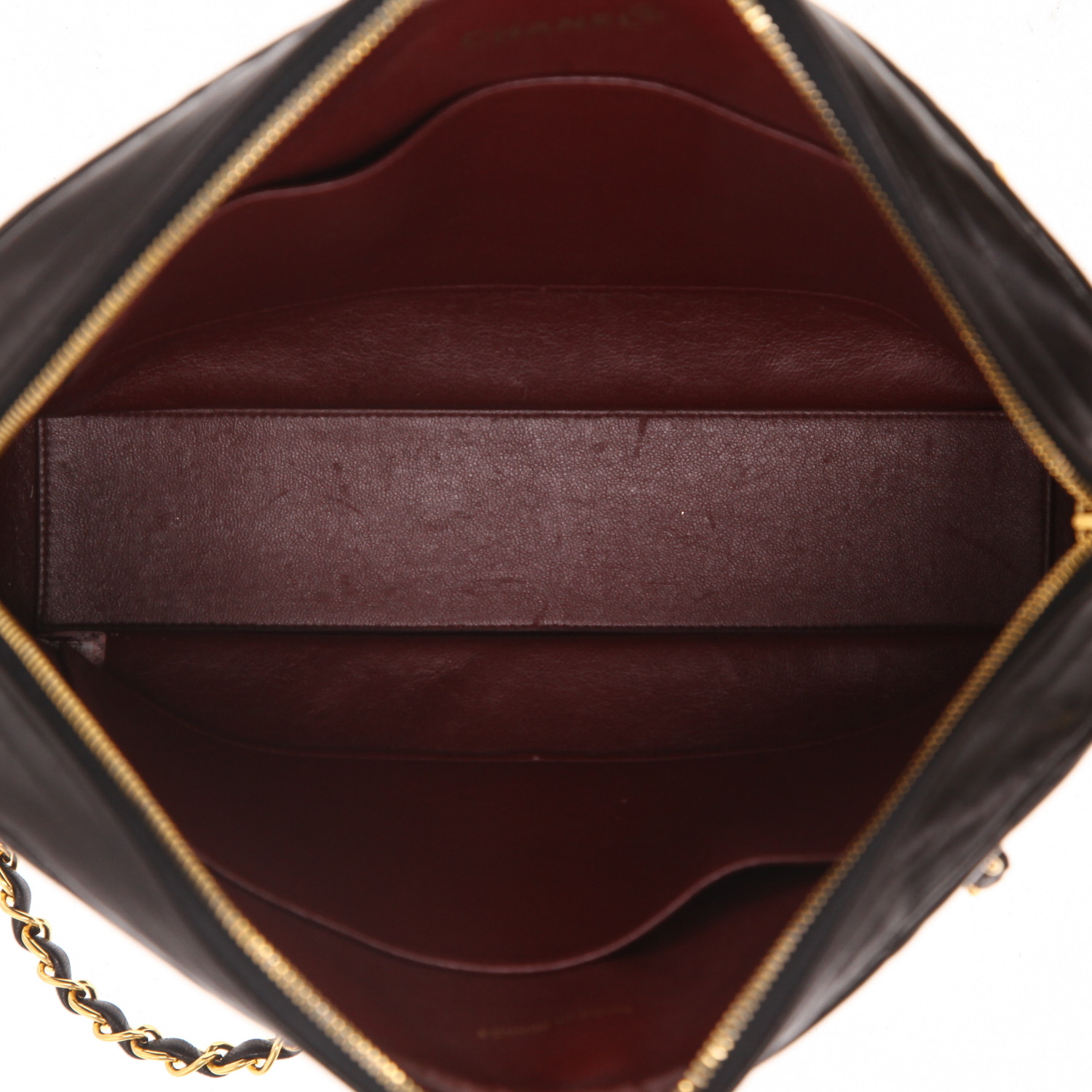 Sac porté épaule Chanel  Vintage en cuir matelassé noir - Detail D3