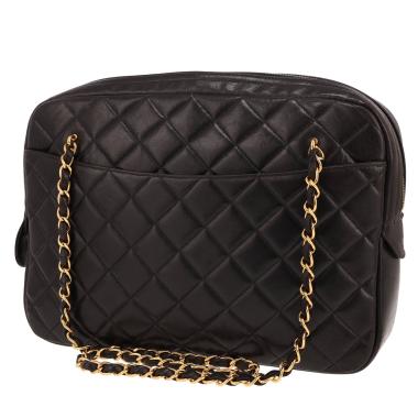 Bolso para llevar al hombro Chanel  Vintage en cuero acolchado negro