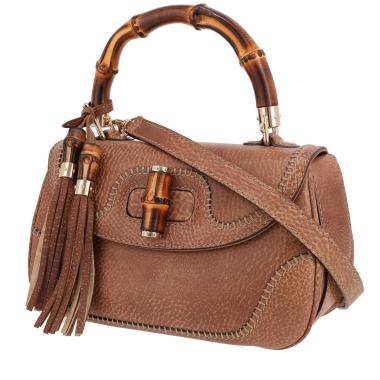 Sac à main Gucci  Bamboo en cuir grainé marron et bambou