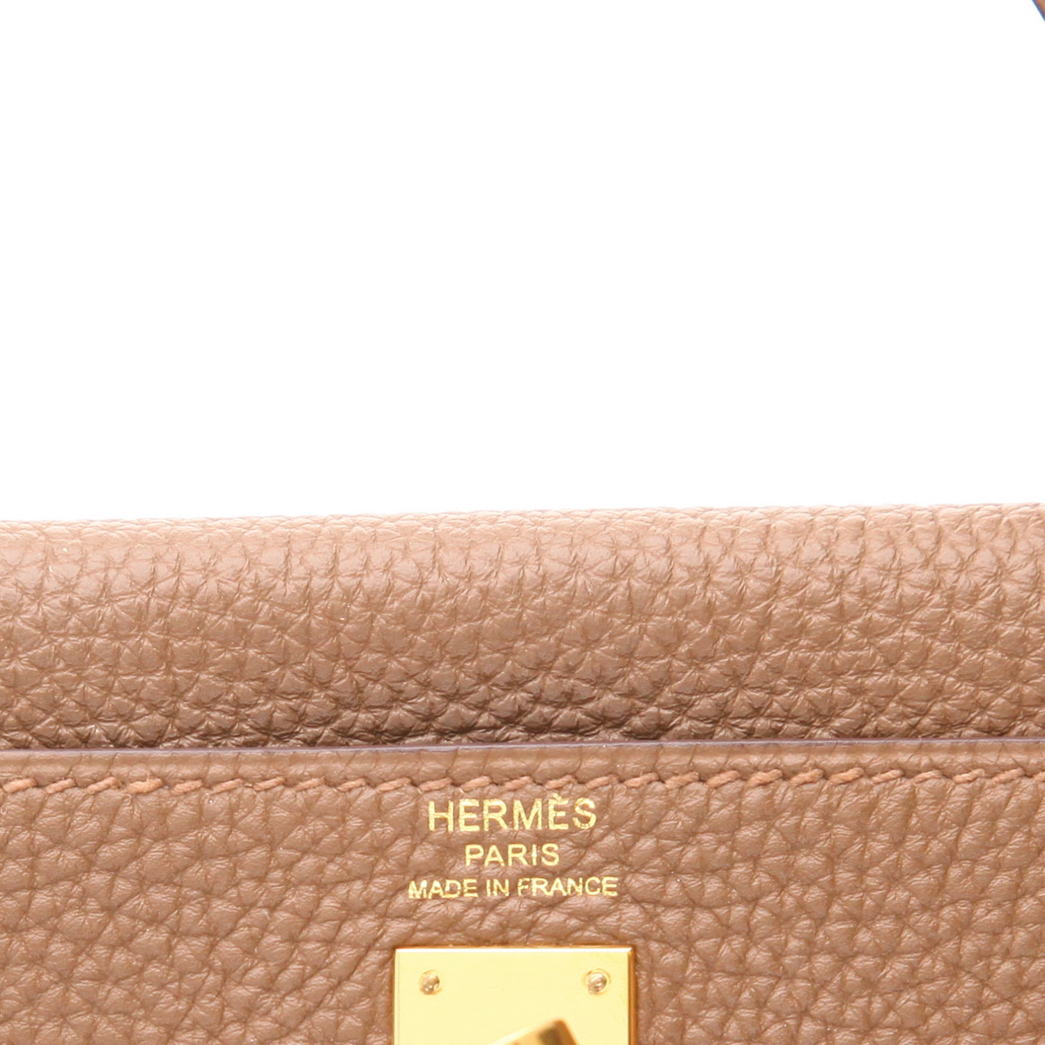 Sac à main Hermès  Kelly 25 cm en cuir togo marron - Detail D2