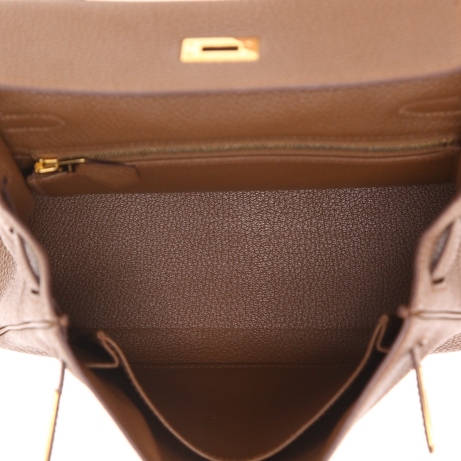 Bolso Hermès Kelly de 25 cm en piel Togo marrón - Detail D3