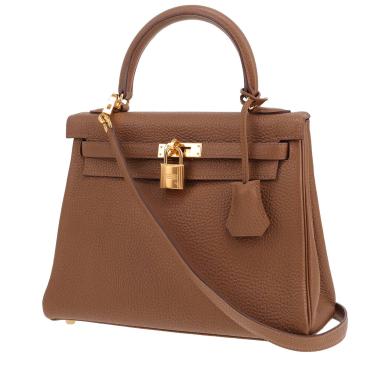 Hermès Kelly 25 cm handbag in brown Togo leather